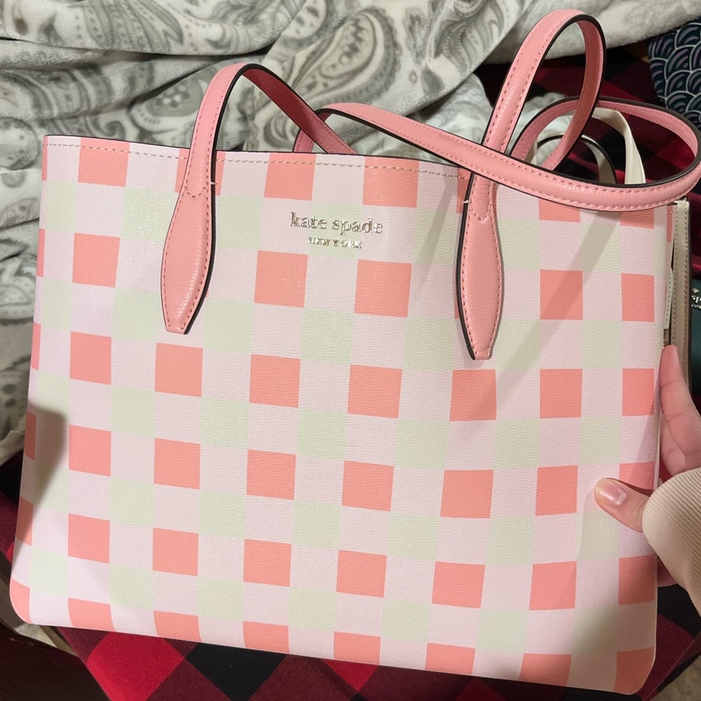 Kate spade tote. Grapefruit gingham. Brand new